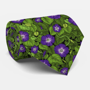 Morning glory in purple and green tie