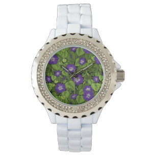 Morning glory in purple and green watch