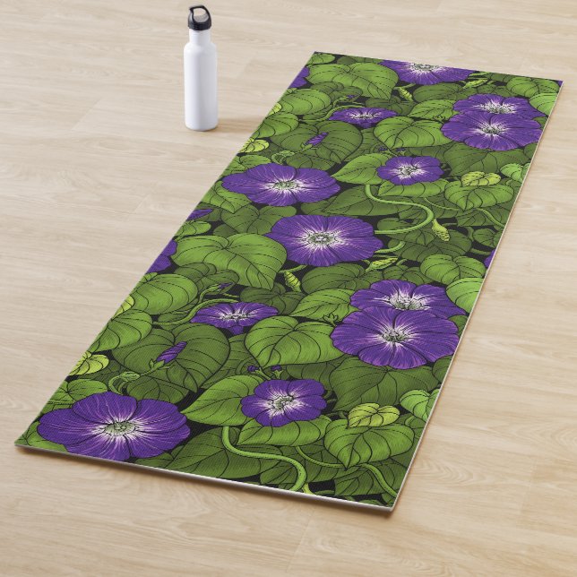 Morning glory in purple and green yoga mat (In Situ)