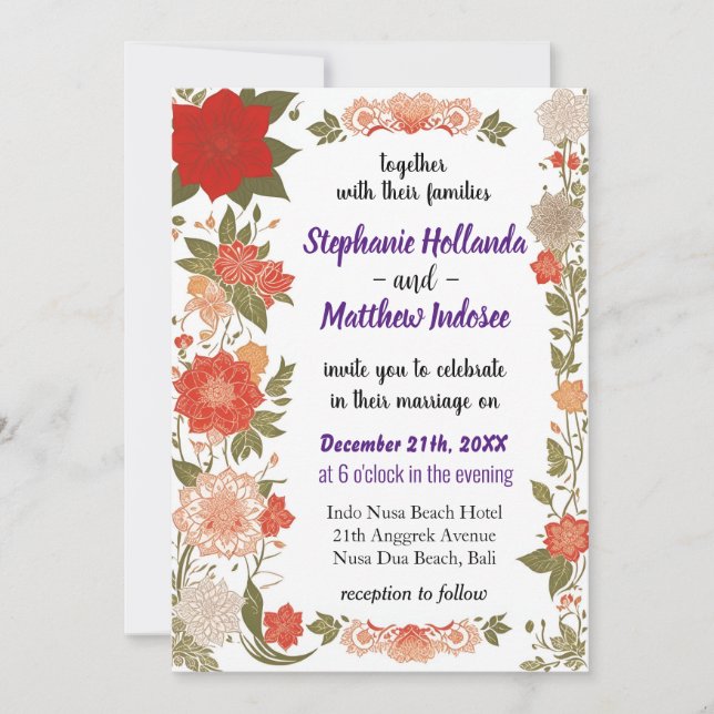 Morning Glory in Tapestry of Matrimonial Unions -  Invitation (Front)