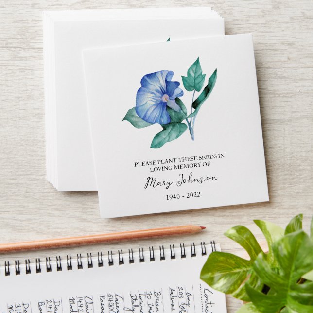 Morning Glory Memorial Funeral Seed Envelope (Stacked)