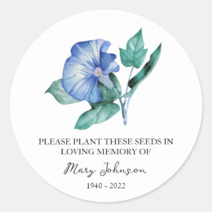 Morning Glory Memorial Funeral Seed Packet Classic Round Sticker