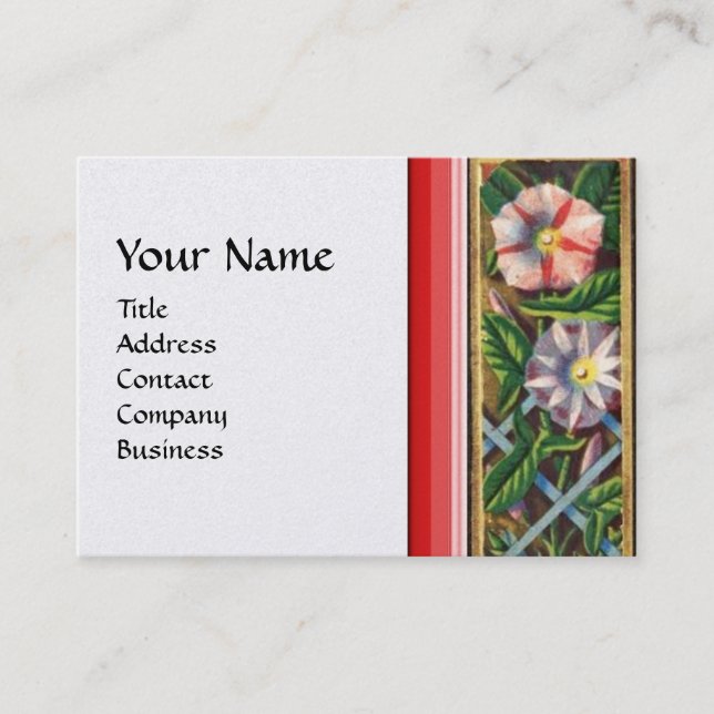 MORNING GLORY MONOGRAM  WHITE PEARL PAPER BUSINESS CARD (Front)