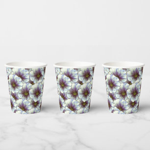 Morning Glory Purple and White Dinner Plate Paper Cups