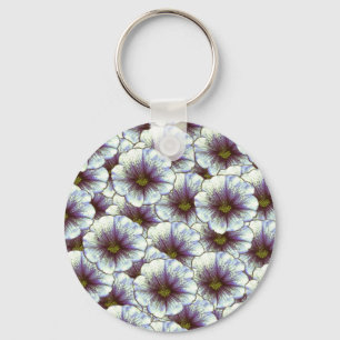 Morning Glory Purple and White Key Ring