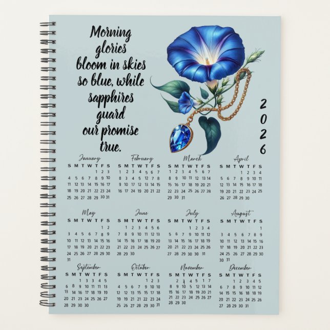 Morning Glory & Sapphire September Verse  Planner (Front)