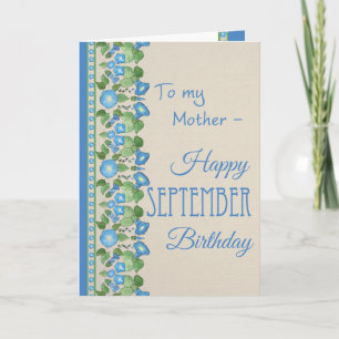Morning Glory September Birthday Card for Mother