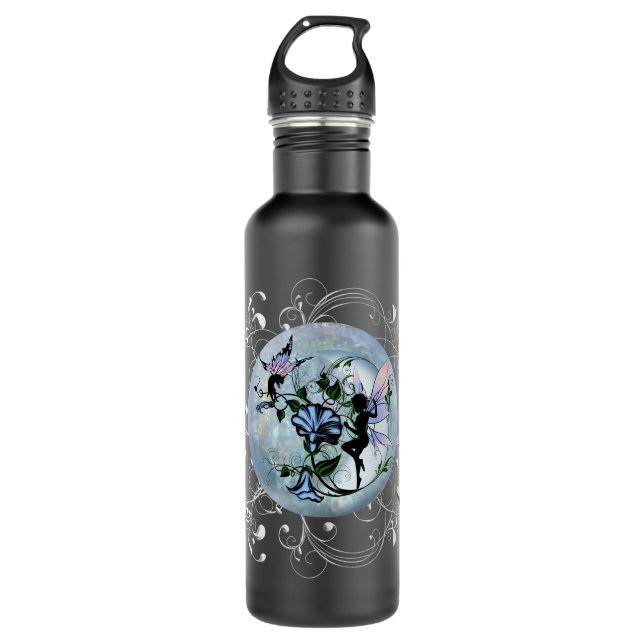 Morning Glory Shadow Fairy and Cosmic Cat 710 Ml Water Bottle (Front)