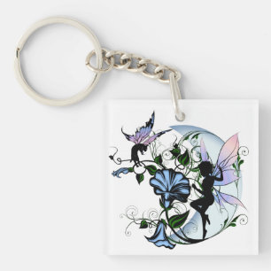 Morning Glory Shadow Fairy and Cosmic Cat Key Ring