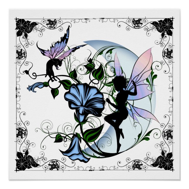 Morning Glory Shadow Fairy and Cosmic Cat Poster (Front)