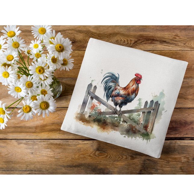Morning Glory: Watercolor Rooster Cushion (Creator Uploaded)