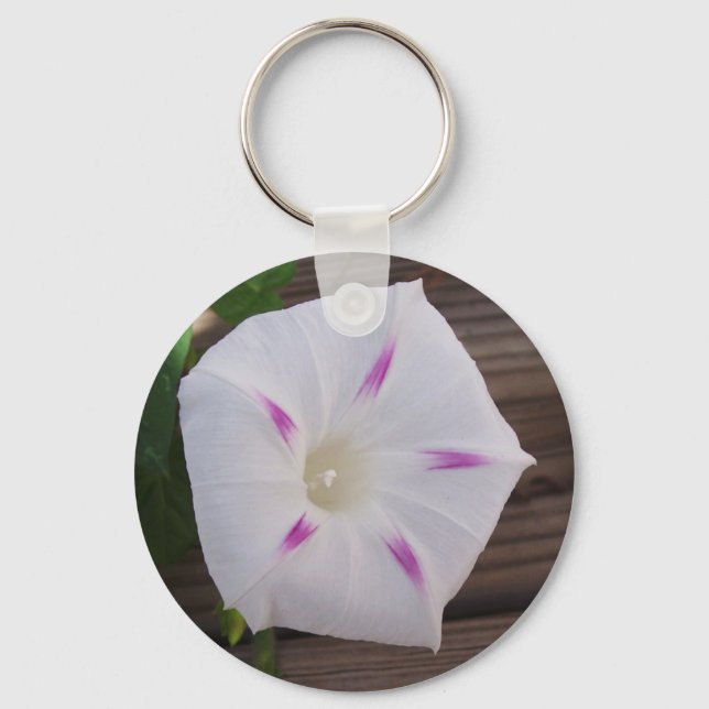 Morning Glory White Key Ring (Front)