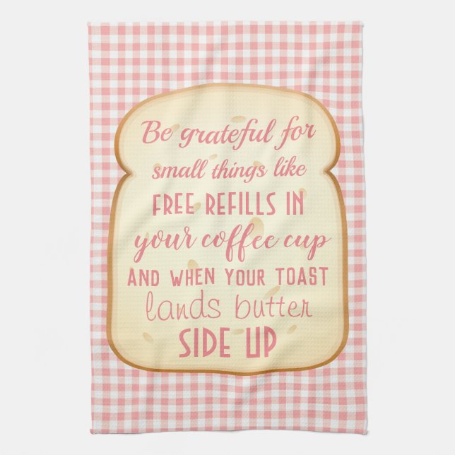 Morning Gratitude Quote Kitchen Tea Towel (Vertical)