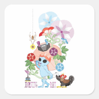 MORNING GREY ALIEN SQUARE STICKER