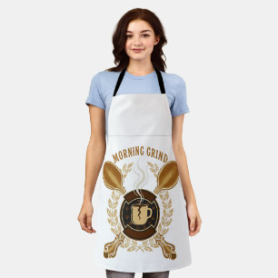 Morning Grind Vintage Retro Coffee Lover Emblem Apron