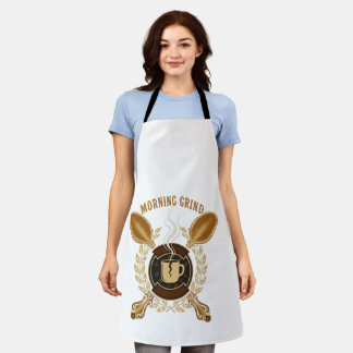 Morning Grind | Vintage Retro Coffee Lover Emblem Apron