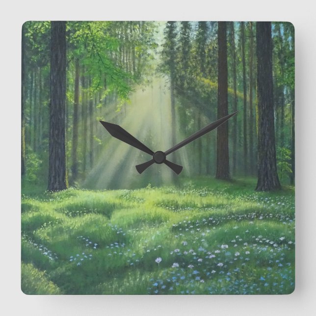 "Morning Has Broken" Square Wall Clock (Front)