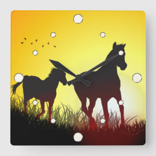 Morning Horses Wall Clock