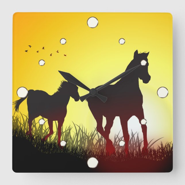 Morning Horses Wall Clock (Front)