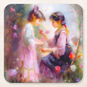 Morning in a Garden Square Paper Coaster