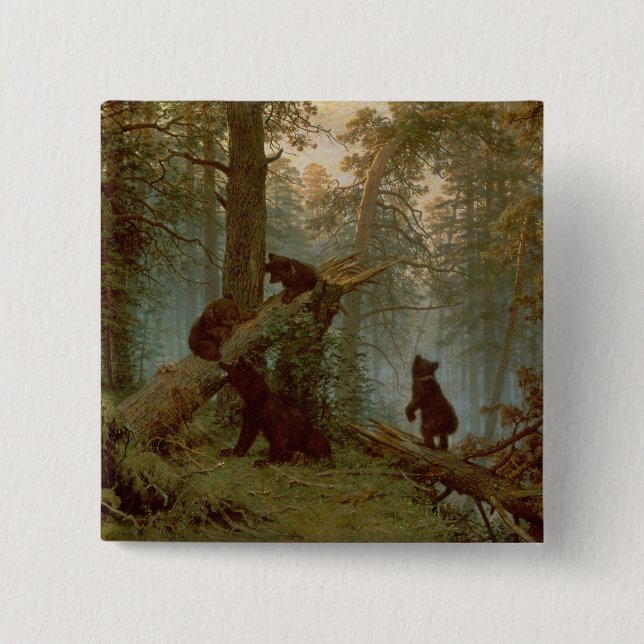 Morning in a Pine Forest, 1889 15 Cm Square Badge (Front)