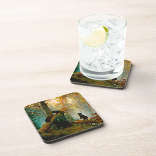 Morning in a Pine Forest Bear with Cubs Shishkin Coaster