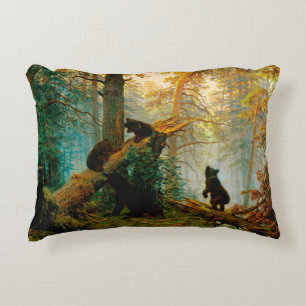 Morning in a Pine Forest Bear with Cubs Shishkin Decorative Cushion