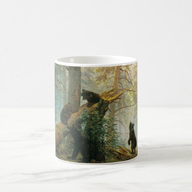 Morning in a Pine Forest by Ivan Shishkin Coffee Mug (Center)