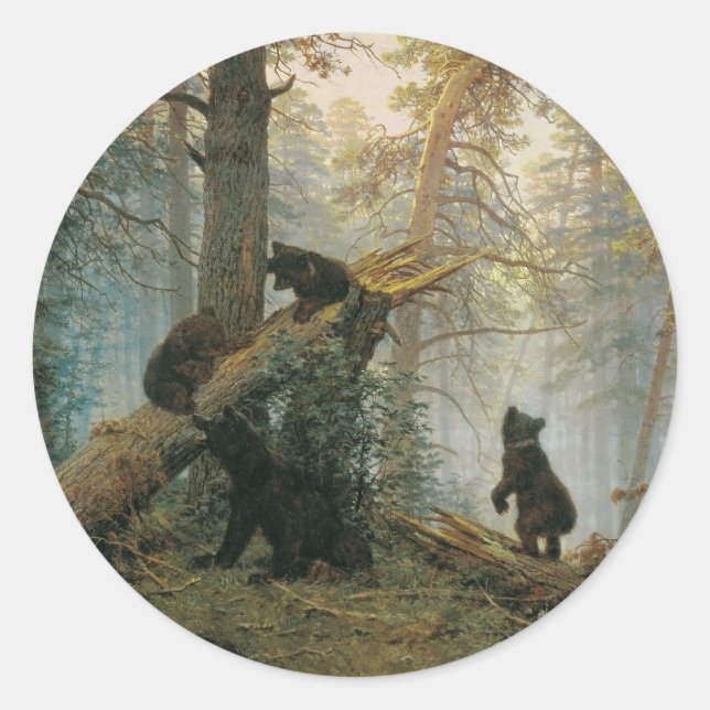 Morning in a Pine Forest Classic Round Sticker (Front)