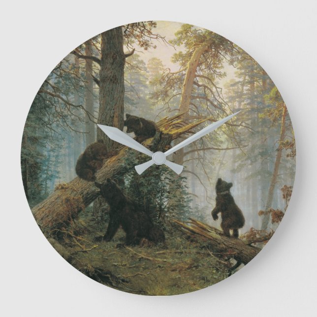 Morning in a Pine Forest Full Large Clock (Front)