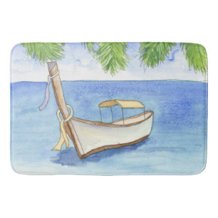 Morning in Bali Watercolor Bath Mat