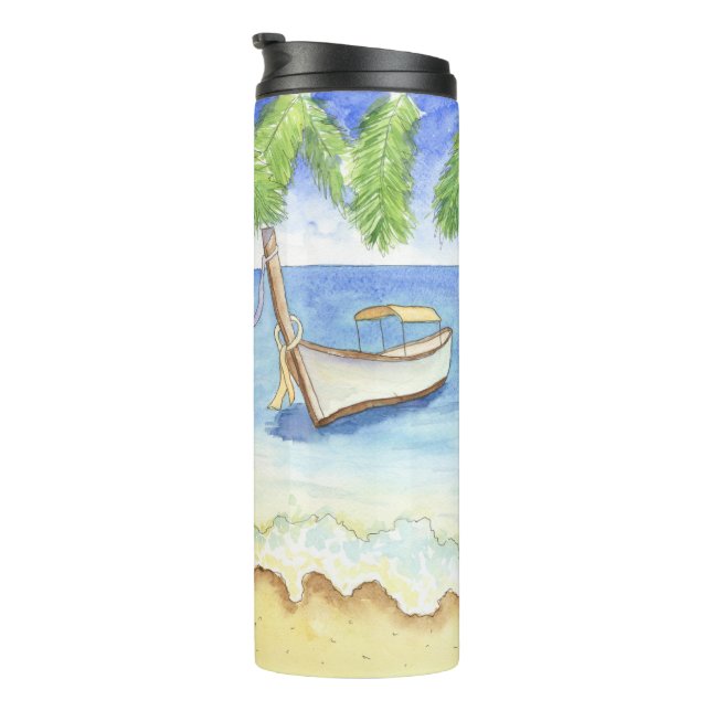 Morning in Bali Watercolor Thermal Tumbler (Rotated Right)