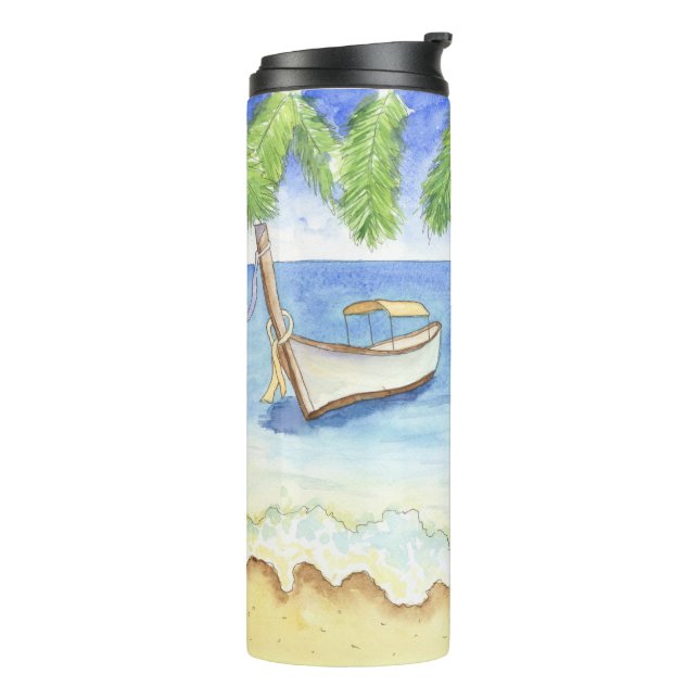 Morning in Bali Watercolor Thermal Tumbler (Rotated Left)
