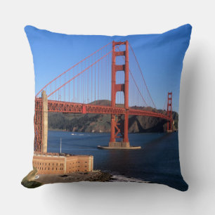 Morning light bathes the Golden Gate Bridge Cushion