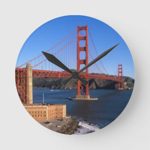 Morning light bathes the Golden Gate Bridge Round Clock