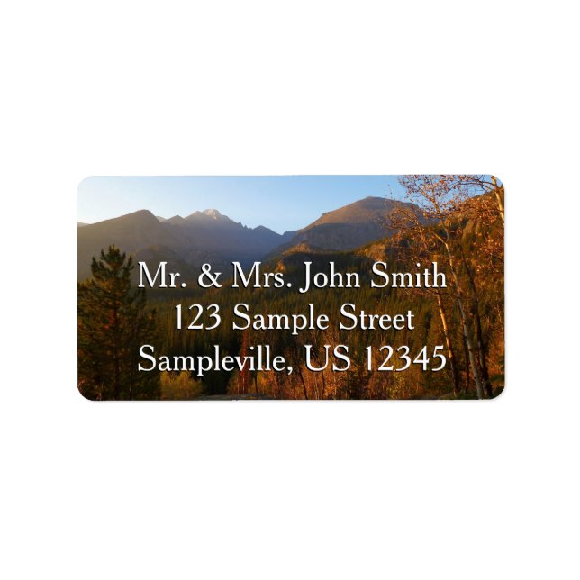 Morning Light on Rocky Mountains in Autumn Label (Front)