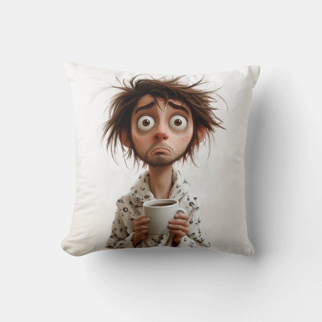 Morning Madness: Coffee First, Questions Later Cushion (Front)
