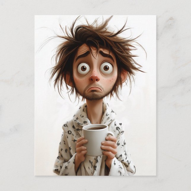 Morning Madness: Coffee First, Questions Later Postcard (Front)