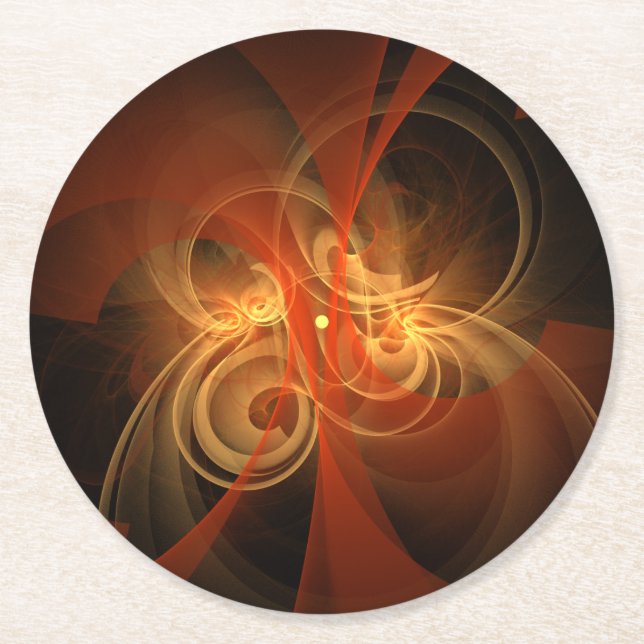Morning Magic Abstract Art Round Paper Coaster (Front)