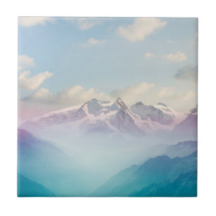 Morning Mist in an Alpine Valley Ceramic Tile