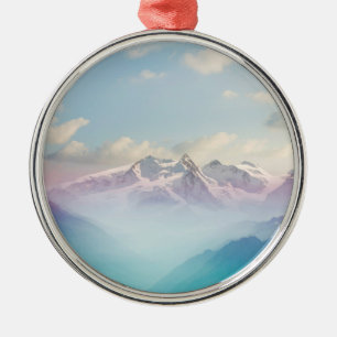 Morning Mist in an Alpine Valley Metal Ornament