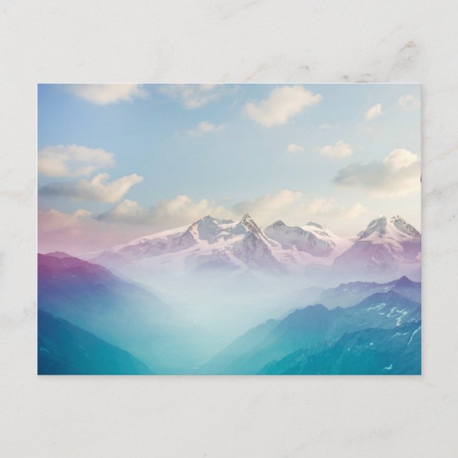 Morning Mist in an Alpine Valley Postcard (Front)