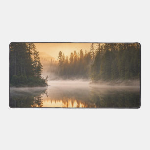 Morning Mist on River in the Pines Desk Mat