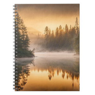 Morning Mist on River in the Pines Notebook