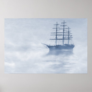 Morning Mists Cyanotype Poster