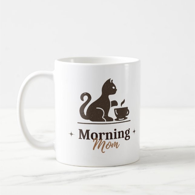 Morning Mom – Cute Cat Coffee Mug for Cat Lovers (Left)