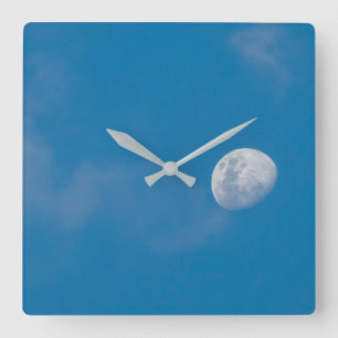 Morning Moon   Zambia, Africa Square Wall Clock