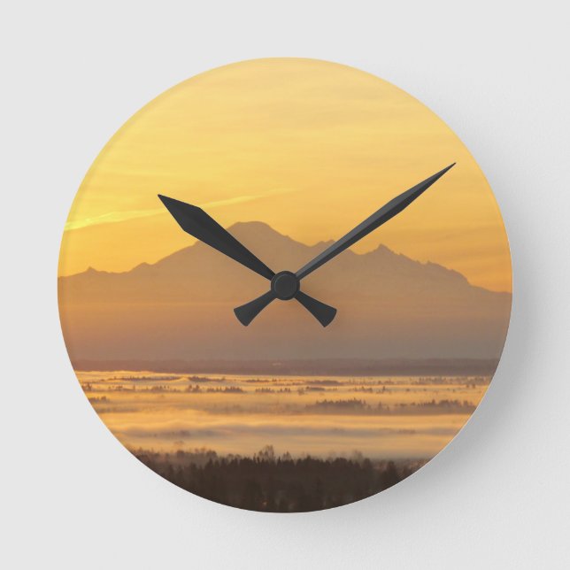 Morning Mountain Magic.  Round Clock (Front)