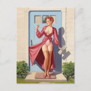 Morning Newspaper Pin-Up Girl Postcard