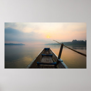 Morning off the lake with the boat poster